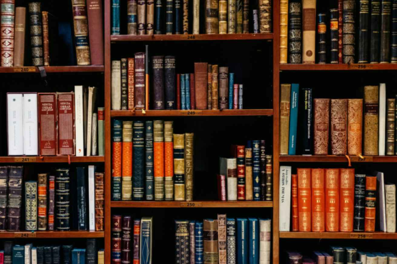 several books on a bookcase